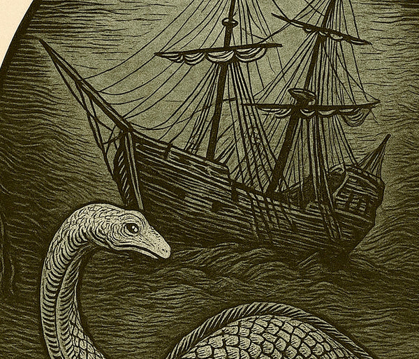 Warden of the Wreck – Vintage Nautical Sea Serpent Print