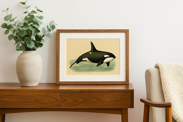 Orca Wall Art – Hand-Signed Nautical Print on Archival Paper