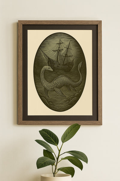 Warden of the Wreck – Vintage Nautical Sea Serpent Print