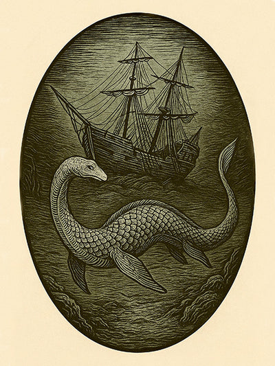 Warden of the Wreck – Vintage Nautical Sea Serpent Print