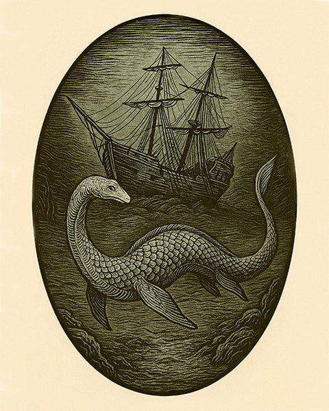 Warden of the Wreck – Vintage Nautical Sea Serpent Print