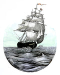 Tall Ship Wall Art – Vintage Maritime Print, Hand-Signed