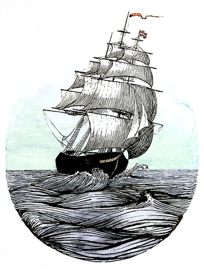 Tall Ship Wall Art – Vintage Maritime Print, Hand-Signed