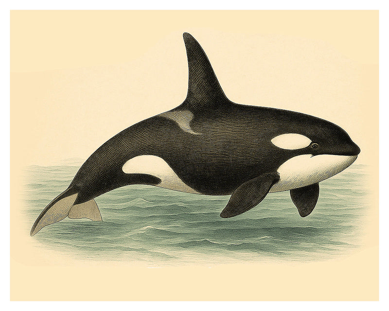 Orca Wall Art – Hand-Signed Nautical Print on Archival Paper