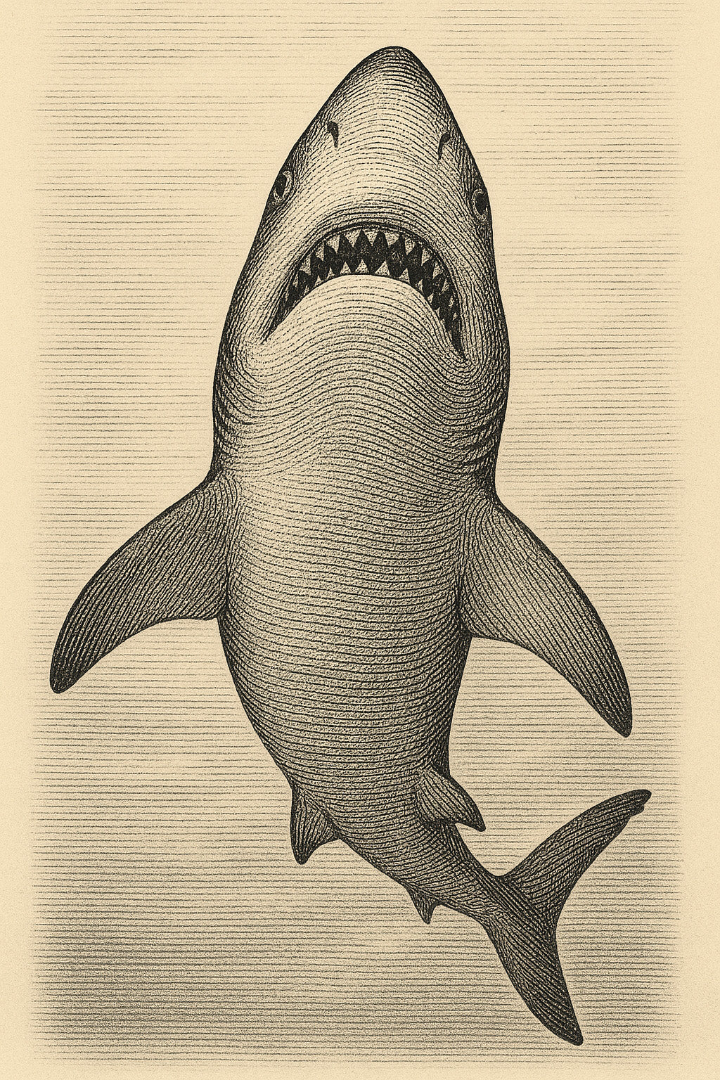 Vintage Shark Art Print – Hand-Drawn Ocean Predator Illustration