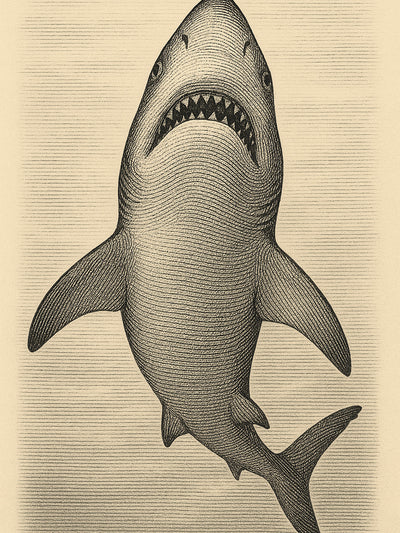 Vintage Shark Art Print – Hand-Drawn Ocean Predator Illustration