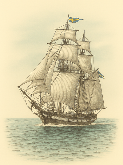 Swedish Brigantine – Vintage Tall Ship Art Print