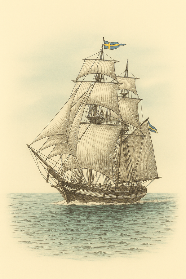 Swedish Brigantine – Vintage Tall Ship Art Print