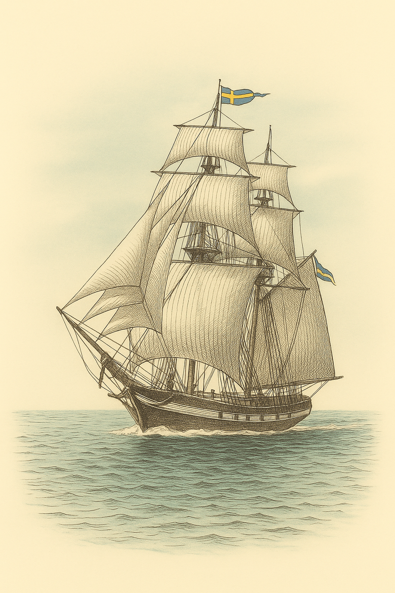 Swedish Brigantine – Vintage Tall Ship Art Print