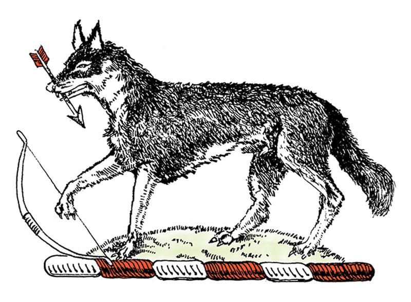 Wolf Heraldic Art Print – Medieval Coat of Arms with Bow & Arrow