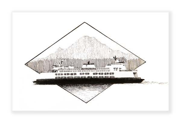 Ferry Diamond Art Print – Hand-Drawn Stylized Artwork