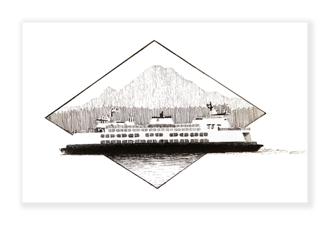Ferry Diamond Art Print – Hand-Drawn Stylized Artwork