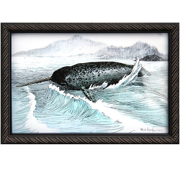 Narwhal Art Print – Hand-Drawn Watercolor, Signed & Editioned, 8x10 Archival Print