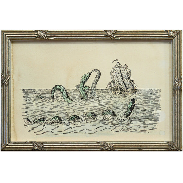 Sea Serpent Art Print – Hand-Drawn Watercolor, Signed & Editioned, Giclee on Archival Paper