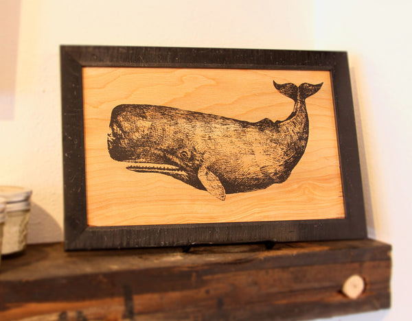 Whale Silkscreen on Wood