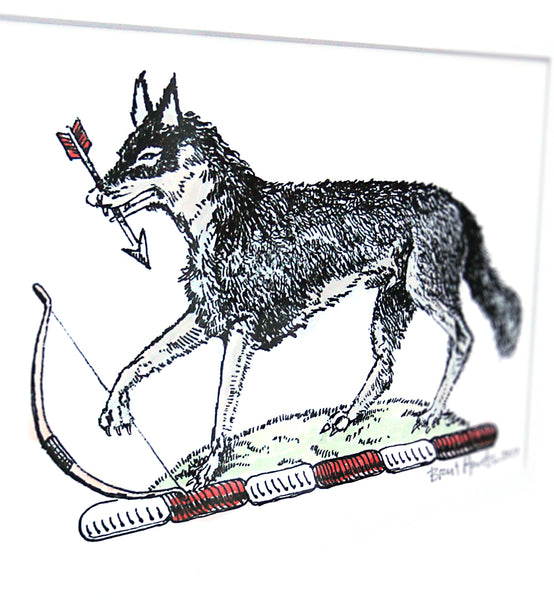 Wolf, Bow & Arrow Heraldic Art Print
