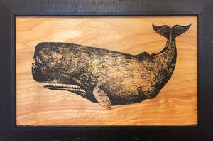 Whale Silkscreen on Wood