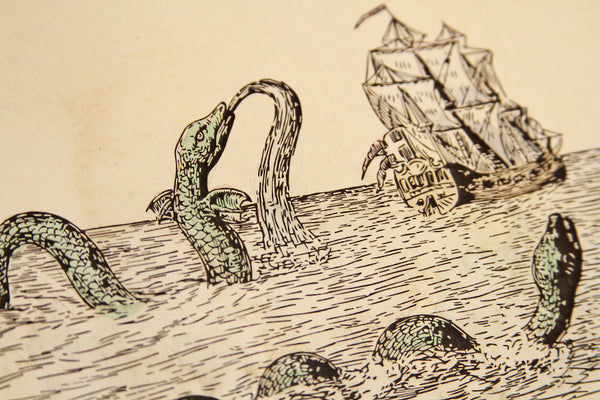 Sea Serpent Art Print – Hand-Drawn Watercolor, Signed & Editioned, Giclee on Archival Paper
